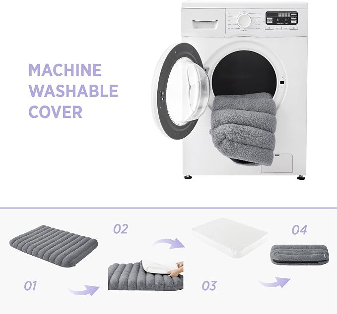 LE SURE Cute Orthopedic Dog Bed Large Sized Dog, Waterproof Chic Flat Pet Beds with Removable Washable Cover, Fuzzy Thick Egg Crate Foam Pet Mat for Indoor Use (36" x 27", Grey) - Image 5