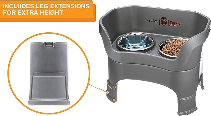 Neater Feeder Deluxe Mess-Proof Elevated Dog Bowls for Large Dogs (40+ lbs), 2 Height Adjustable (14.5” & 17.5”) No-Spill Raised Dog Bowl Stand, Stainless Steel Food Bowl Set, Made in USA, Gunmetal - Image 6