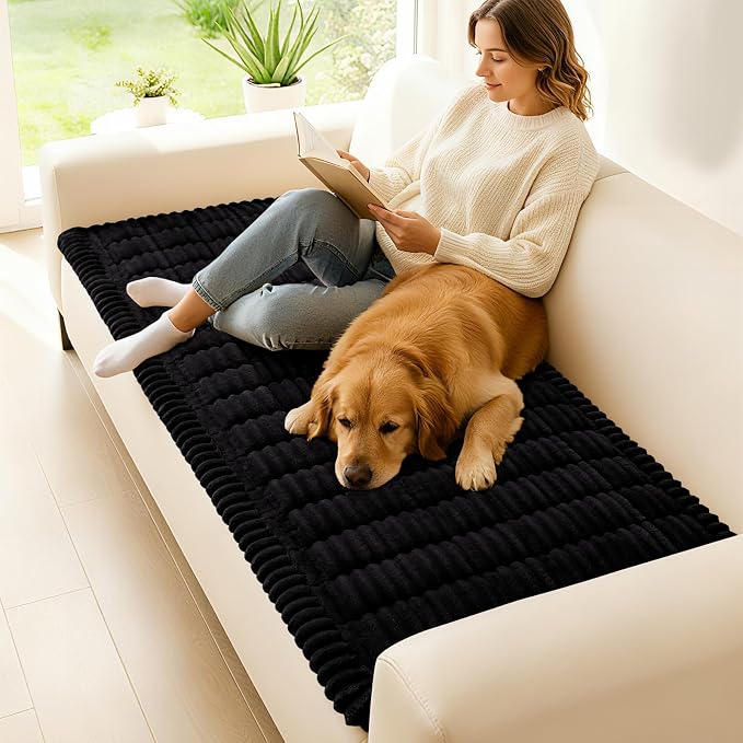 hyha Couch Cover for Dogs, Washable Non Slip Plush Flannel Sofa Protector | Thick Flannel, Silicone Anti-Slip Backing, Pet Hair & Scratch Protection, Fits Sofa & Loveseat (27.6" x 82.7") - Image 2