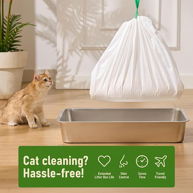 ZOMISIA Cat Litter Box Liners Large - 40 Count 37" x 18" Jumbo Litter Bags | Cat Litter Pan Liners with Drawstring, Extra Thick, Tear Resistant Heavy Duty, Easy Clean up for Litter Tray, Unscented - Image 6