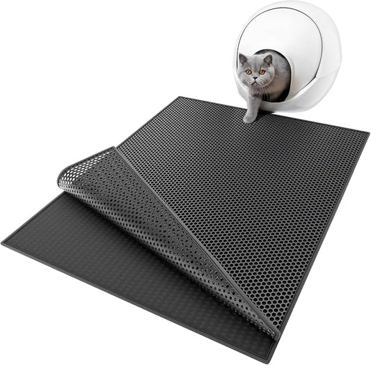 ESTHELLO Cat Litter Mat Honeycomb Double Layer Design 36’’ x 30’’ Black by ESTHELLO