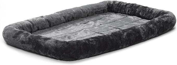 MidWest Homes for Pets QuietTime Dog Bed - Gray Faux Fur Bolster, Ultra-Soft and Machine Washable, Fits 42-Inch Crates and Carriers, for Large Breed Dogs by MidWestHomesForPets