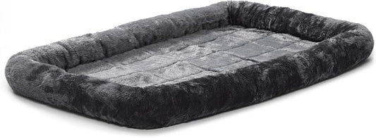 MidWest Homes for Pets QuietTime Dog Bed - Gray Faux Fur Bolster, Ultra-Soft and Machine Washable, Fits 48-Inch Crates and Carriers, for Extra-Large Breed Dogs by MidWestHomesForPets