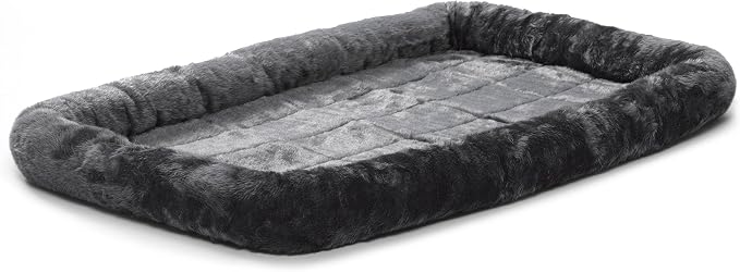 MidWest Homes for Pets QuietTime Dog Bed - Gray Faux Fur Bolster, Ultra-Soft and Machine Washable, Fits 48-Inch Crates and Carriers, for Extra-Large Breed Dogs by MidWestHomesForPets