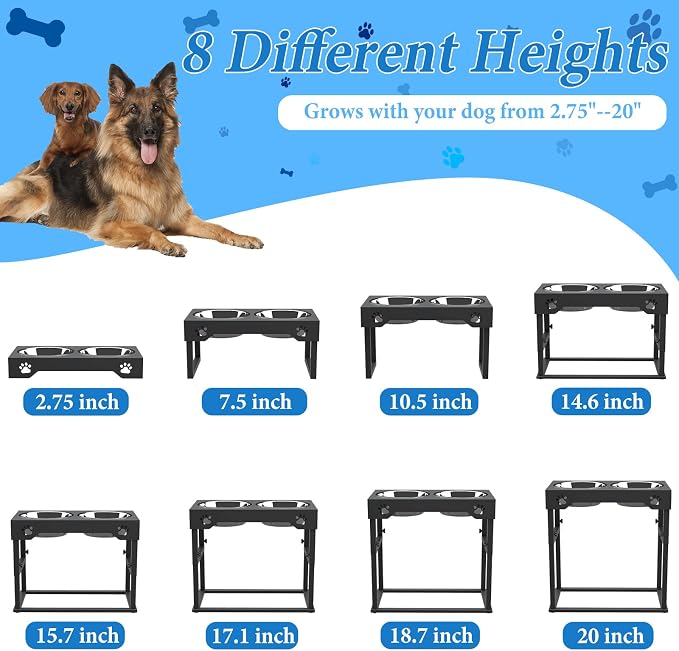 Raised Dog Bowl for Large Dogs,Elevated Dog Bowls Steel Dog Bowls for Food & Water (DB01H-BLACK, 20inch 1.5L) - Image 4