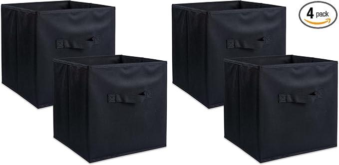 DII Non Woven Fabric Storage Bin Collection Collapsible Organizer Cube, Small Set, 11x11x11, Black, 2 Count (Pack of 2) by DII
