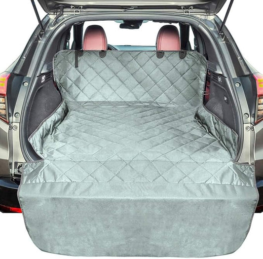F-color SUV Cargo Liner for Dogs - Heavy Duty Cargo Cover for Mid-Size SUVs | Water Resistant, Bumper Flap, Non-Slip Mat, Car Trunk Dog Car Seat Cover Prevents Scratches Pet Hair Mud Dirt for Sedans Vans by F-color