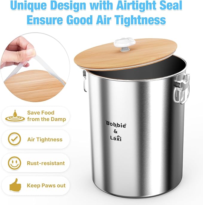 25 Lbs Large Stainless Steel Dog Food Storage Container with Lids Airtight to Keep Food Fresh, Metal Pet Food Bin Claw Handle Easy Clean & Use for Big Dog Multiple Pet, Long-Lasting Cat Food Storage - Image 5
