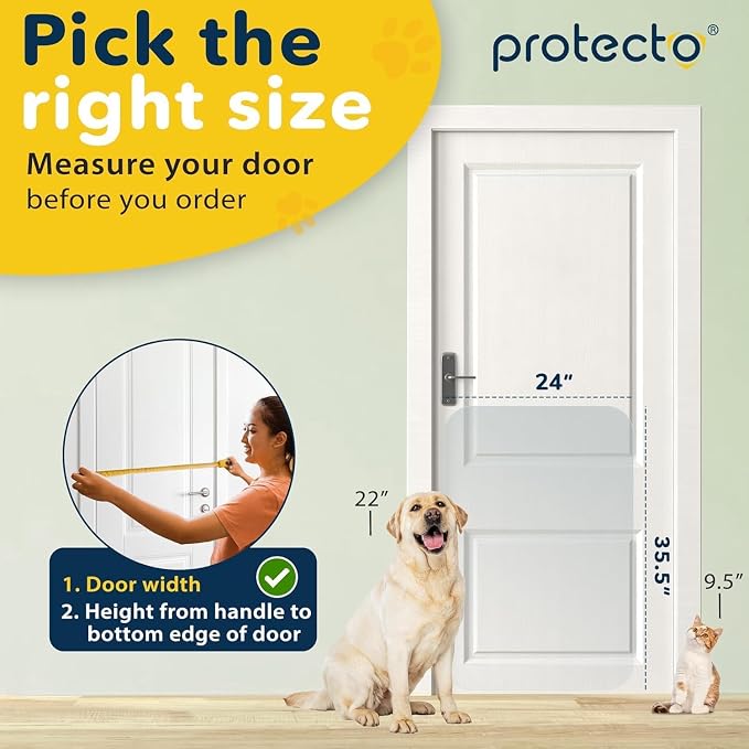 PROTECTO 1-Pack Door Protector from Dog Scratching, 35.5x24 - Door Guard | Clear Door Scratch Protector & Screen Door Protector for Cats, Scratch Shield - Window, Wall, Sliding Doors, Indoor Outdoor - Image 2