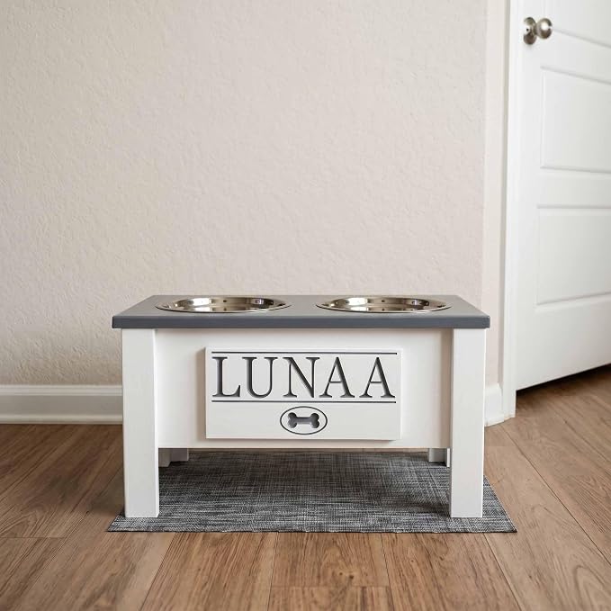 Elevated Dog Bowls for Large Dogs, Personalized Food Stand for Large Breed | Farmhouse Style, Elevated Wood Stand, Storage Container, Stainless Steel Bowls, Raised Anti-Slip Feeder, Made in USA - Image 5
