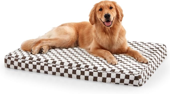 JOEJOY Dog Bed for Large Dogs, Large Orthopedic Dog Bed with Removable Washable Cover, Cute Modern Plush & Memory Egg Crate Foam Dog Bed, 36 x 27 inch, Cofffee by JOEJOY