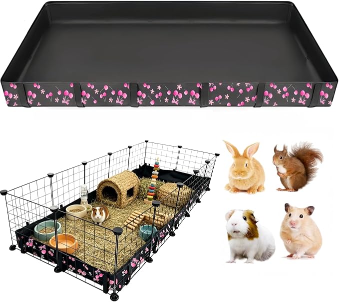 DZWLKJ Waterproof Guinea Pig Cage Liner,Washable Tarp Bottom Base,Cherry Graphic,24"x60", Reusable for Rabbit, Chinchilla, Hedgehog, Ferret & Other Small Animals. by DZWLKJ