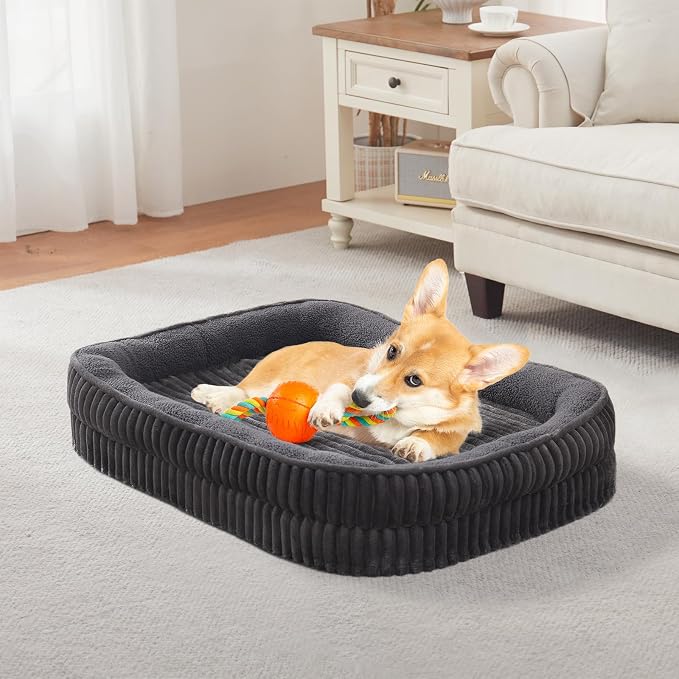 Orthopedic Dog Bed for Medium Dogs Breeds, High Density Egg Crate Foam Dog Sofa Beds,Oval Kennel Bed, Pet Couch Bed with Four Sided Bolster, Removable Washable Cover& Non-Slip Bottom - Image 8