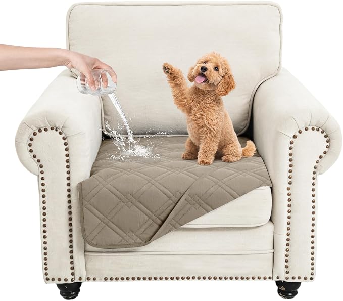 100% Waterproof Dog Bed Cover Pet Blanket(30"x30"),7-Layer Reversible Washable Sofa Couch for Furniture Car (Khaki+Khaki) by Unknown