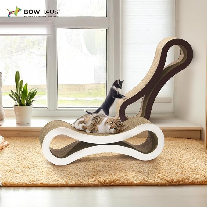 BOWHAUS Infinity Cat Scratcher Lounger, Reversible Scratcher, Infinity Cat Cardboard Scratcher, Large Cat Scratching Pad, Scratching Board, Scratcher Lounge Bed for Indoor Cats, Brown - Image 8