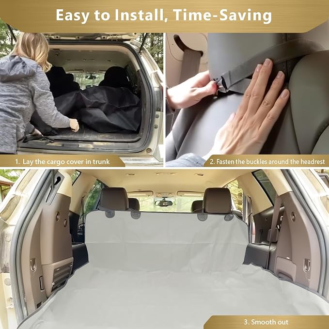 F-color SUV Cargo Liner for Dogs - Heavy Duty Cargo Cover for Mid-Size SUVs | Water Resistant, Bumper Flap, Non-Slip Mat, Car Trunk Dog Car Seat Cover Prevents Scratches Pet Hair Mud Dirt for Sedans Vans - Image 6