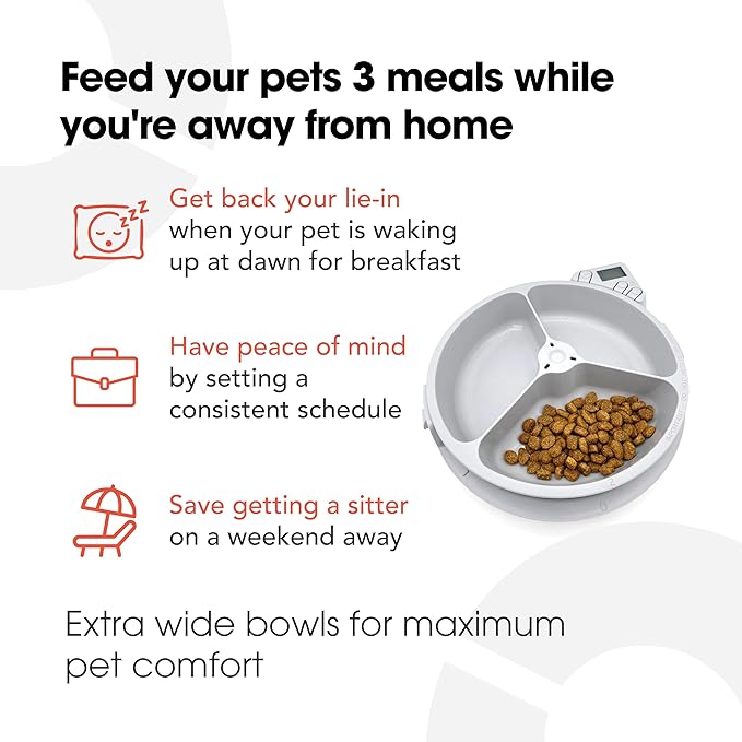 Cat Mate C300 Automatic 3 Meal Pet Feeder with Digital Timer for Cats and Small Dogs - Image 3