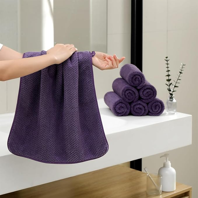 18 Piece Microfiber Bath Towels Set - 6 Bath Sheets,6 Hand Towels And 6 Washcloths,Soft Family Towels,Highly Absorbent Bathroom Towel,Quick Dry Shower Towel Luxury Towels For Hotel Spa Dorm-Purple - Image 3