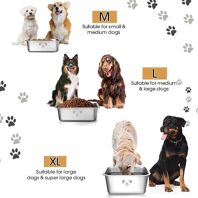 Sweetude 4 Pcs Stainless Steel Dog Bowls Bulk High Capacity Metal Dogs Food and Water Bowls for Large Dogs Pets(Silver,0.85 Gallon) - Image 4