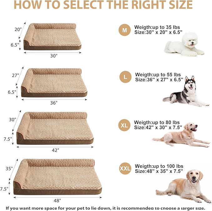 BFPETHOME Orthopedic Washable Dog Bed, Sleeping Couch for Large Senior Dogs | Deluxe Plush Rose Velvet Washable Cover, Egg Crate Foam Support, Waterproof Lining, Non-Slip Bottom, Senior Dogs - Image 5