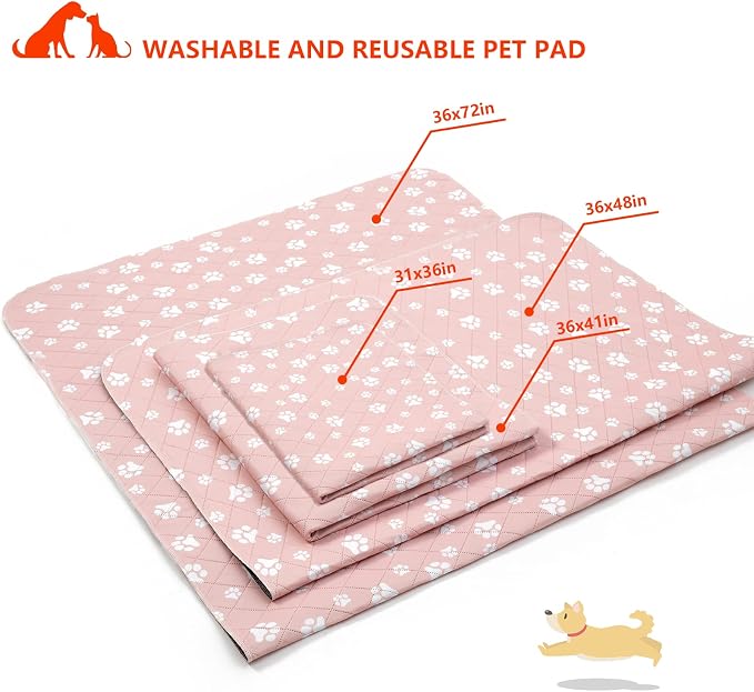 Lepark Washable Pee Pad for Dogs 2Pack Reusable Puppy Non-Slip Pet Training Pads (Orange, 36x72) - Image 3