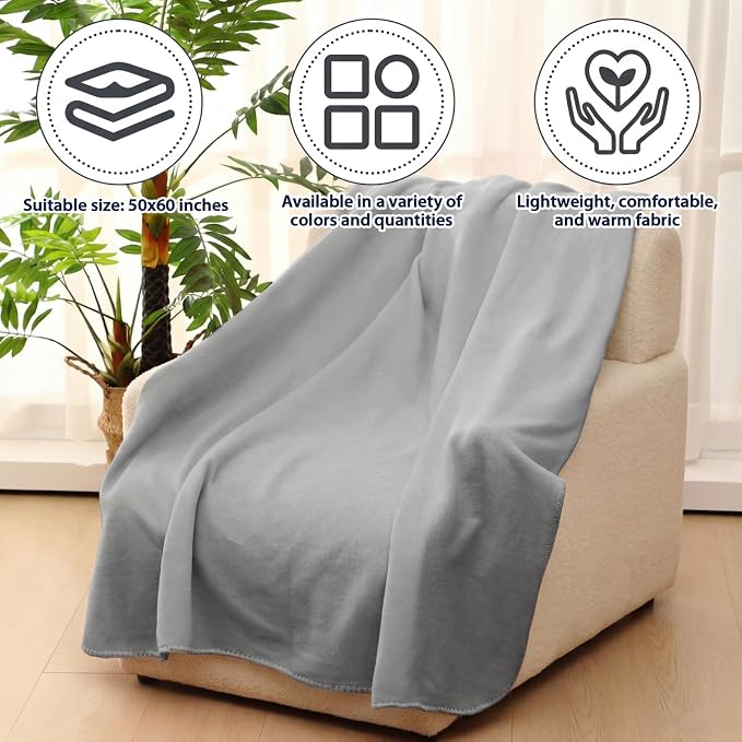 Newwiee 12 Pcs Bulk Fleece Throw Blankets 50'' x 60'' Oeko-tex Standard 100 Certified for Outdoor Wedding Guest Blankets Donation Homeless Sleepover Lap Pet Sofa, All Seasons Use (Green Shades) - Image 6