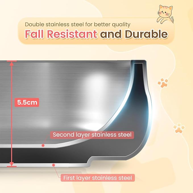 Pawaii Small Dog Bowl, 12 oz Stainless Steel Food and Water Bowl, 1 Pack | Double-Wall Design,Smooth Open Bowl Design,Easy-Rinse Interior,Wide Bowl Opening,For Cats and Small Pets - Image 3