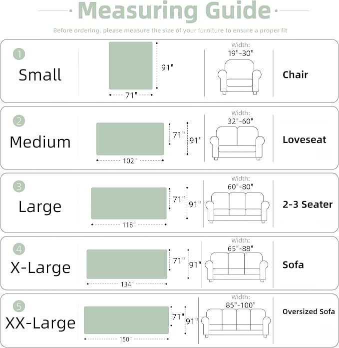Couch Cover for Dogs Washable Sofa Cover, Sectional Couch Covers, Sofa Covers for 2 Cushion Couch, Non Slip Stripe Sofa Slipcovers Furniture Protector (Eucalyptus Green 91x102) - Image 2