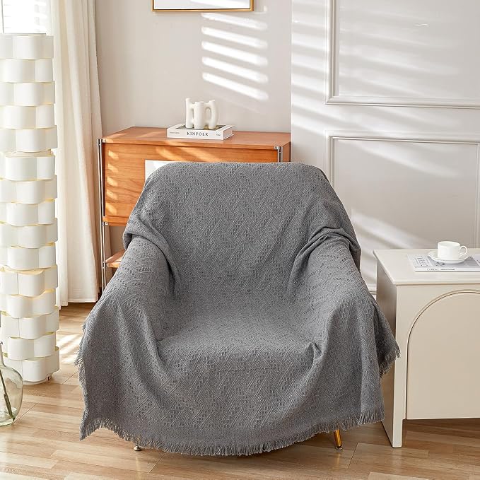AIVIA Chair Single Seat Cover Sheet Blanket Tablecloth, Throw Cushion Covers for Chairs, 1 Cushion Furniture Decor Slipcovers Protector for Dogs Cats Table Cloth Fabric Dark Gray by AIVIAChairCouchSofaCoverThrowBlanket