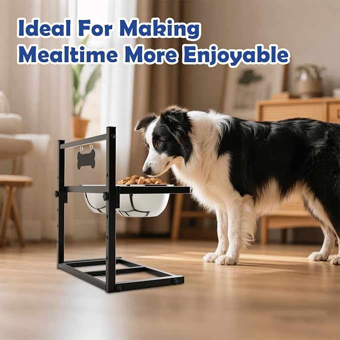 ADENGL Elevated Dog Bowls for Dogs,Raised Dog Bowl Stand with Two 1700ML Stainless Steel Bowls, Adjustable Tall Dog Food Water Bowls - Image 5
