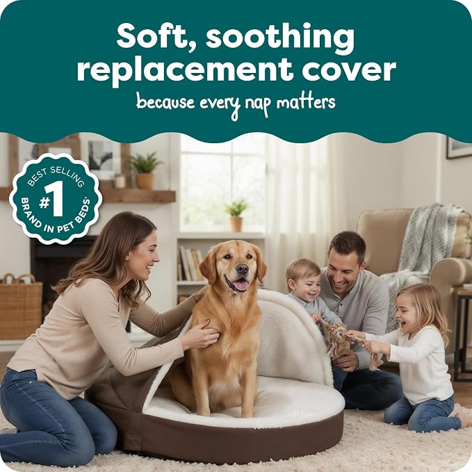 FurHaven Replacement Dog Bed Cover for Sherpa & Suede Snuggery, Fits Cool Gel-Top Foam Beds & Solid Orthopedic Foam Beds, Machine Washable, Jumbo XL (44 inch), Espresso - Image 2
