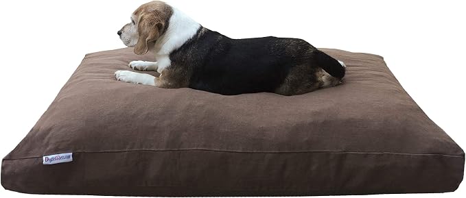 Dogbed4less Heavy Duty Shredded Memory Foam Pet Dog Bed Pillow with Waterproof Lining and Machine Washable Denim Cover, 40X35 Inch, Brown by Dogbed4less