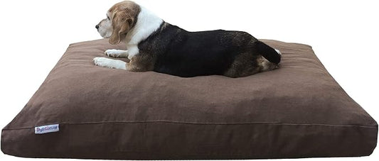 Dogbed4less Heavy Duty Shredded Memory Foam Pet Dog Bed Pillow with Waterproof Lining and Machine Washable Denim Cover, 40X35 Inch, Brown by Dogbed4less