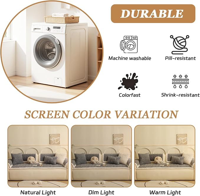 Plush Couch Cover for Dogs – Non Slip Pet Sofa Protector, Ultra Soft Washable Couch Cover for Pets, Anti-Slip Backing Furniture Protector for Cats & Dogs, Fits Standard & L-Shape Sofas (Only1PC ) - Image 4