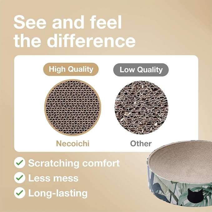 Necoichi Cat Scratcher Bowl for Indoor Cats - Cat Scratching Lounger with Reversible Usability and Extra Comfort for Lounge, Cardboard Bed Couch / (XL, Oak) - Image 4