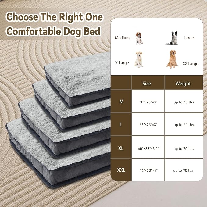 Dog Bed for Medium, Small Dogs Breeds, Deluxe Plush Dog Crate Beds, Comfy Kennel Pad, Pet Sleeping Mat, Waterproof, Removable and Machine Washable Cover & Non-Slip Bottom, 31"X25" Grey - Image 5