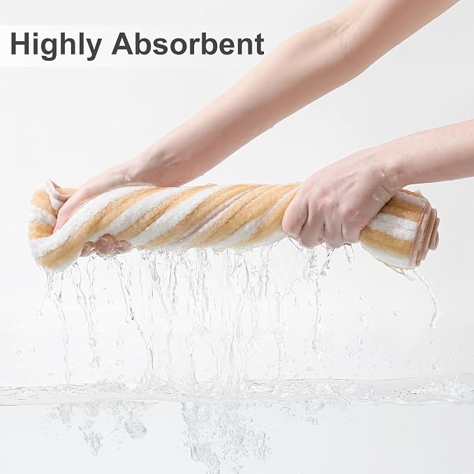 Smuge 18 Pcs Bath Towel Set, Include 6 Bath Towel Sheets, 6 Hand Towels and 6 Washcloths - Highly Absorbent Quick Dry Microfiber,Ultra Soft Bathroom Towel Set with Hanging Loop - Apricot Yellow - Image 2
