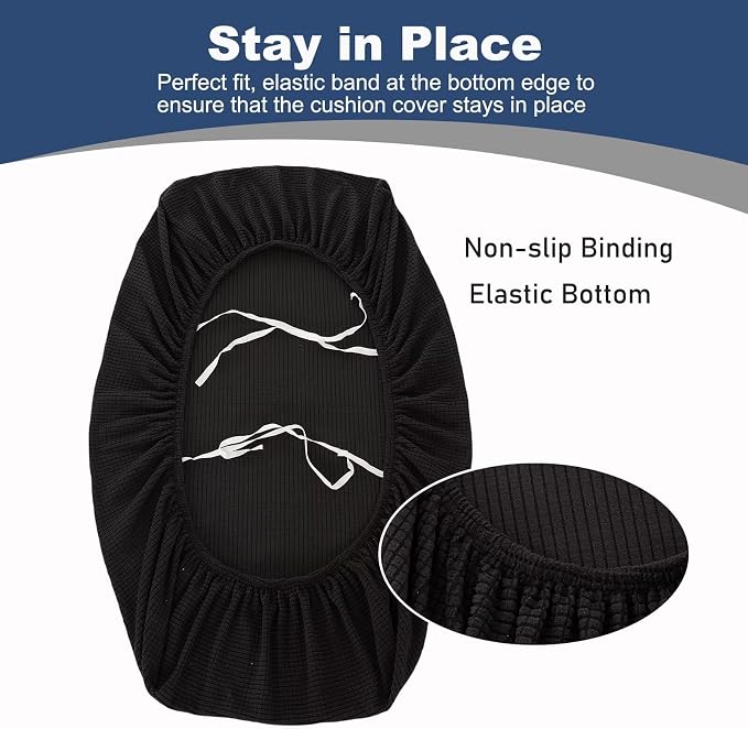 NILUOH RV Dinette Cushion Covers,Jacquard Camper Cushion Slipcovers Replacement Sofa Cushions Washable Loveseat Slipcovers for Travel Trailer Couch (2 Bench Cover & 2 Backrest Cover, Black) - Image 3