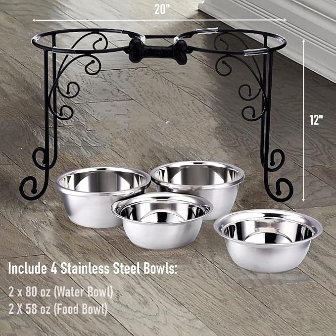 Elevated Dog Bowls, Raised Dog Bowl Stand, Double Bowl Stand, Pet Feeder for Medium Large Dogs - Image 6