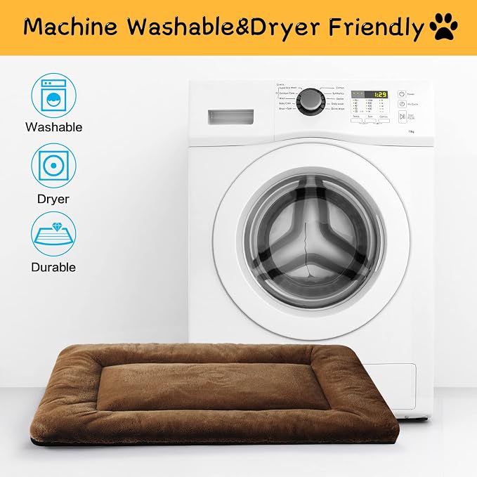 Dog Beds Crate Pad for Dogs Ultra Soft Dog Crate Bed Washable & Anti-Slip Kennel Pad for Dogs Cozy Sleeping Mat (48inch, Brown) | Ultra Soft Kennel Pad,Anti-Slip Bottom,Fits for Most Metal Crates,Comfortable Sleeping Pet Mat - Image 5