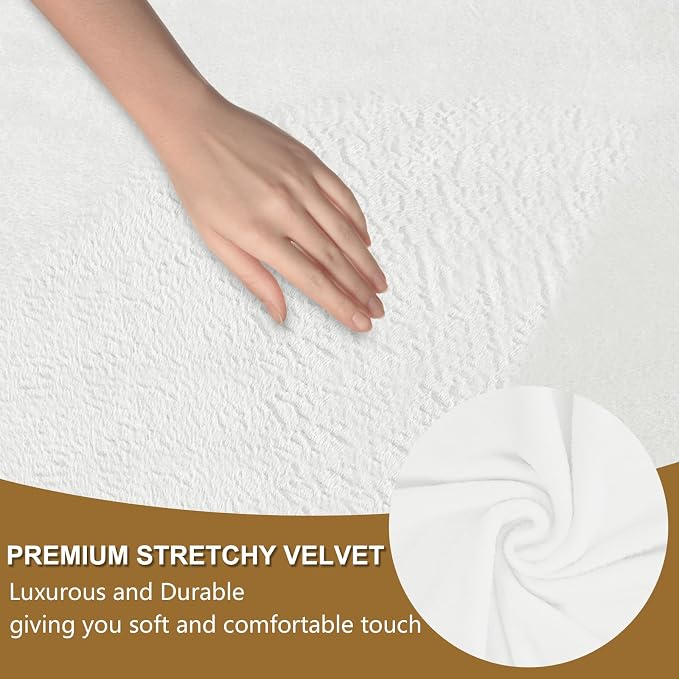 U-NICE HOME Velvet Sofa Covers Stretch Couch Covers for 3 Cushion Couch Furniture Protector Sofa Slipcover (Large, Off White) - Image 3
