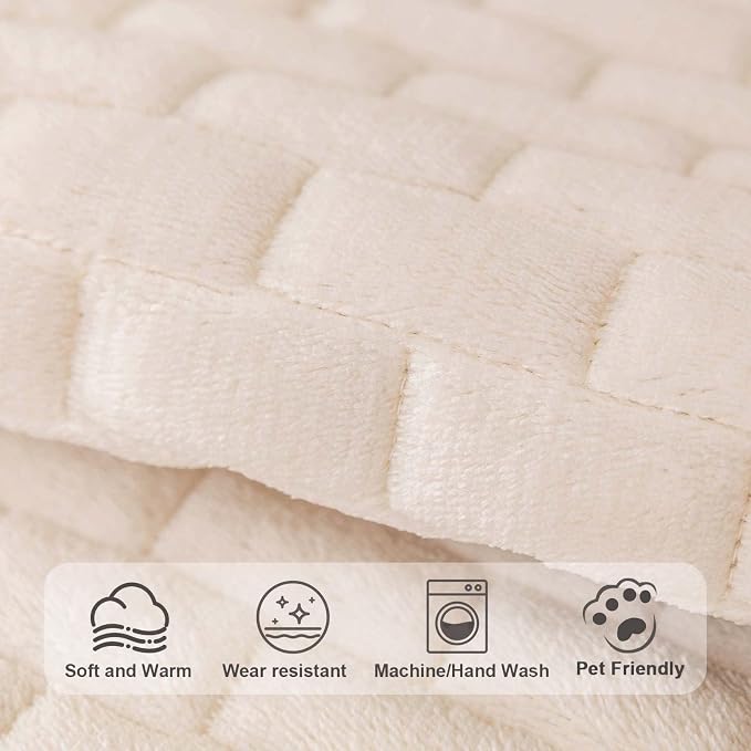 Washable Velvet Dog Couch Cover, Plush Pet Sofa Furniture Protector for 2-3 Cushion Couch, Non-Slip Washable Cover for Dogs(1PC/27.6"x27.6",White) - Image 4