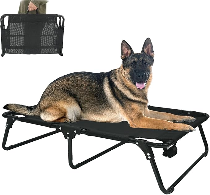Elevated Cooling Dog Cot Pet Bed with Breathable Mesh Folding No Assembly Indoor/Outdoor Pet Hammock Bed Raised Dog Cots Beds Multiple Sizes for Small Meduim Large Dogs by M+JJYPET