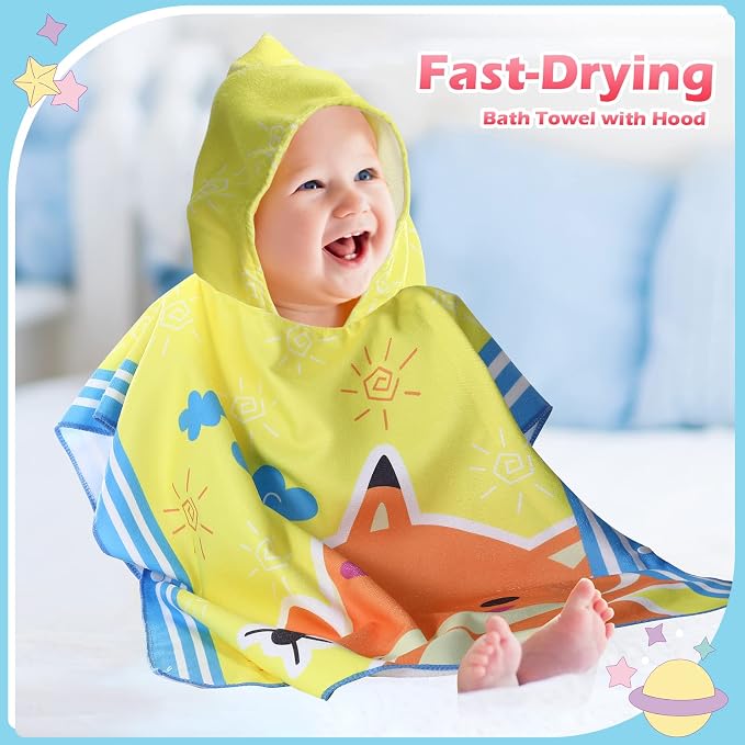 Oudain 6 Pcs Kids Hooded Towel Kids Bath Poncho Towels with Hood Microfiber for Boy Girls Toddler (47 x 24 Inch,Lovely Style) - Image 7
