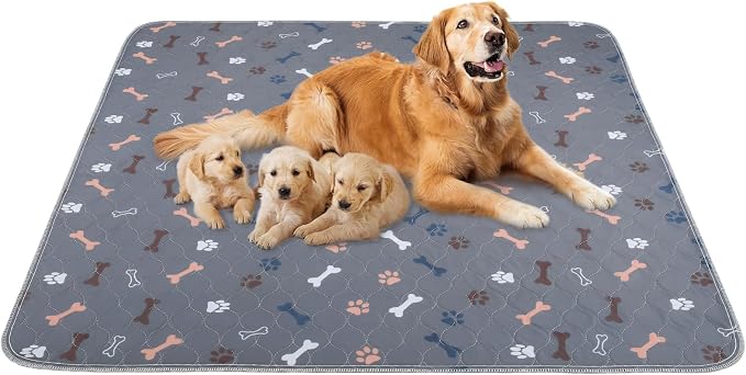 Washable Pee Pads for Dogs，2Pack 31x36 Reusable Puppy Pads with Bone Print, Absorbent Whelping Pads Non-Slip Dog Playpen Mats for Floor Protector, Couch Cover, Crate, Potty Training by Baodan