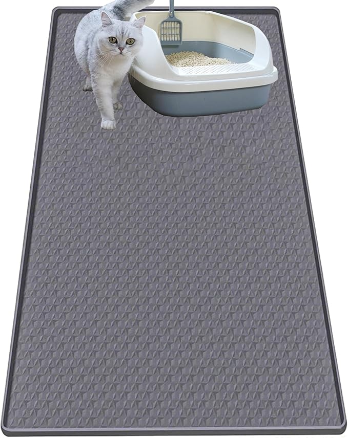 Cat Litter Mat for Litter Box, Silicone Large Cat Litter Trapping Mat - 51.2x25.6 in, Waterproof & Non-Slip, Durable & Easy Clean, Gray by Jacooxi