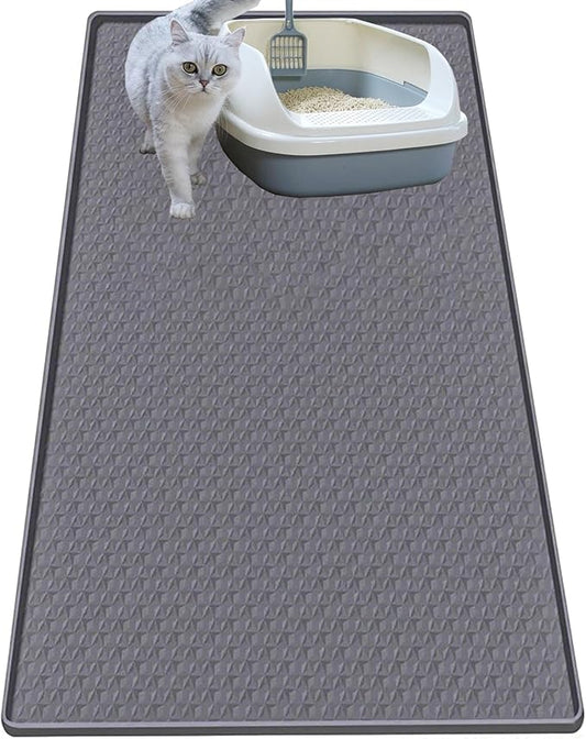 Cat Litter Mat for Litter Box, Silicone Large Cat Litter Trapping Mat - 51.2x25.6 in, Waterproof & Non-Slip, Durable & Easy Clean, Gray by Jacooxi
