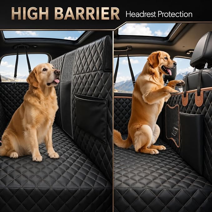 High Barrier Dog Car Seat Cover,Waterproof Back Seat Extender for Dogs,Car Seat Protector,Car Seat Cover Hard Bottom Holds 500 lbs,600D Nonslip Dog Hammock,Pet Car Bed for Cars,SUVs, Small Trucks - Image 5