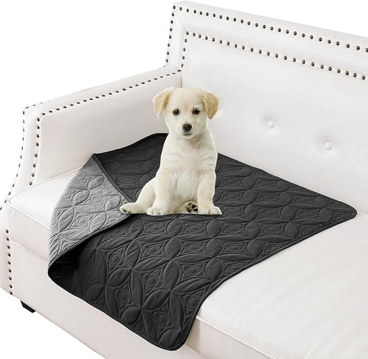 Waterproof Couch Cover for Dogs - Washable Pets Furniture Protector | TPU Leak-Proof Liner, Lightweight & Reversible, Fits Chair, Sofa, Bed, 30" x 30" , Black/Darkgrey by TuffeelHome