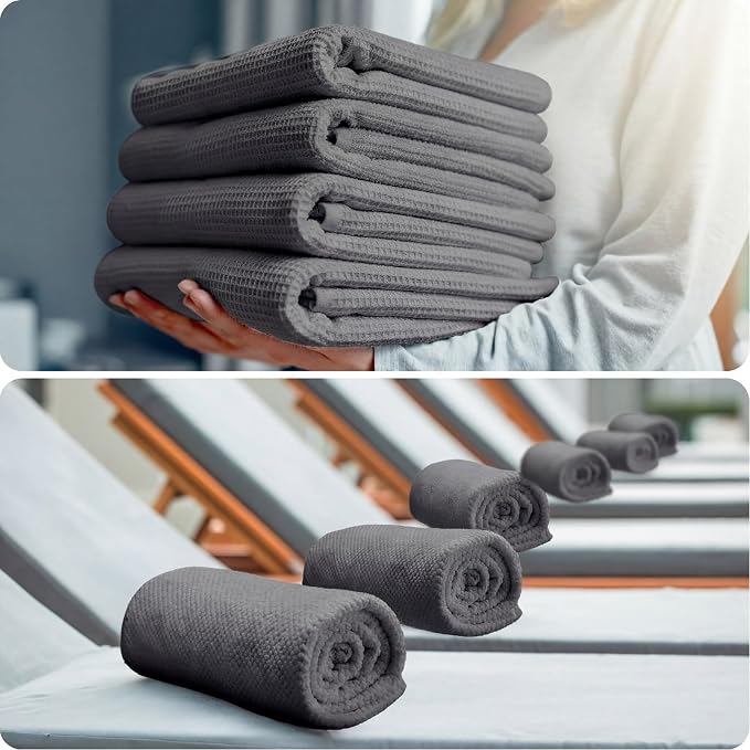 SmoothNovelty 8 Pack Microfiber Bath Towels Bulk 27'' x 60'' Oversized Bath Towel Highly Absorbent Extra Large Shower Sheets Soft Drying for Beach Pool Bathroom Salon Party(Dark Grey) - Image 6
